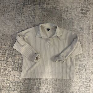 Gap Body Cream Ribbed Long Sleeve Polo Shirt/Sweatshirt Size XL